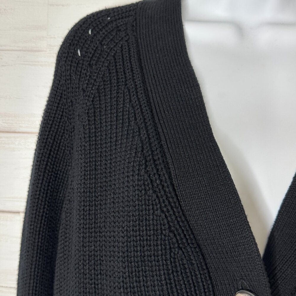 NWT Gap Womens 100% Cotton Tortoise Button Oversized Black Cardigan Size Large - Picture 3 of 11